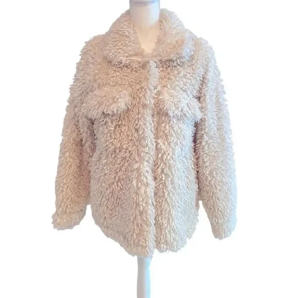 Love, Whit by Whitney Port Cream Sherpa Jacket Size Medium - Picture 6 of 11
